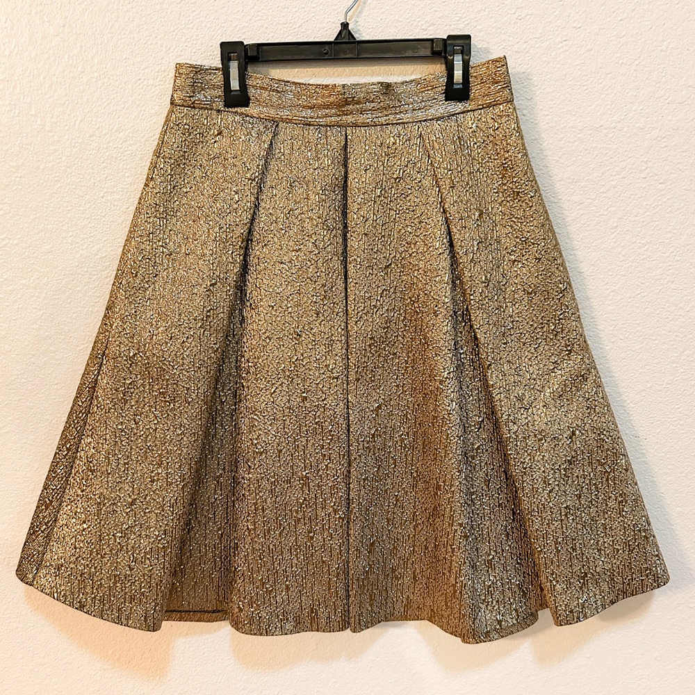 Eliza J Textured Gold A-Line Skirt - Picture 1 of 8